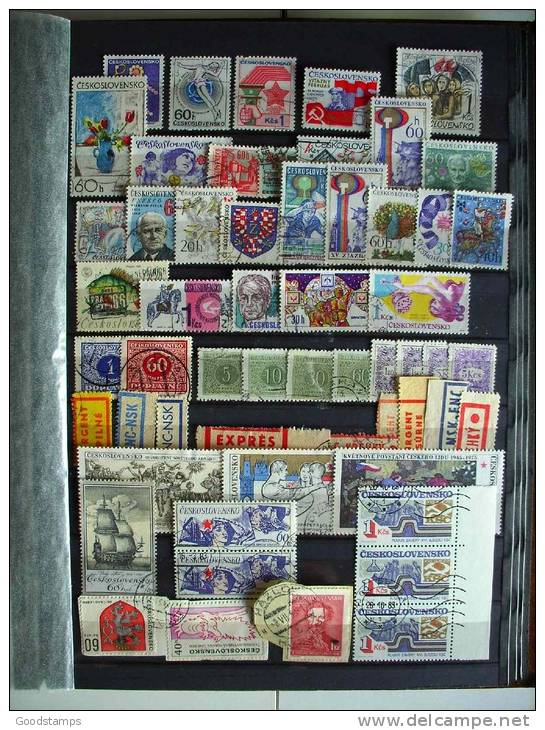 Czechoslovakia Used Collection, 4XA4 Pages, 200 Stamps From Old To Modern,no Stockbook , All Photos ! LOOK !!! - Colecciones & Series