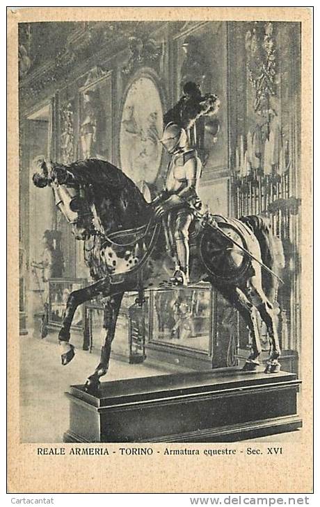 REALE ARMERIA DI TORINO. ARMATURA EQUESTRE DEL XVI SECOLO.  CARTOLINA ANNI '40 - Musei