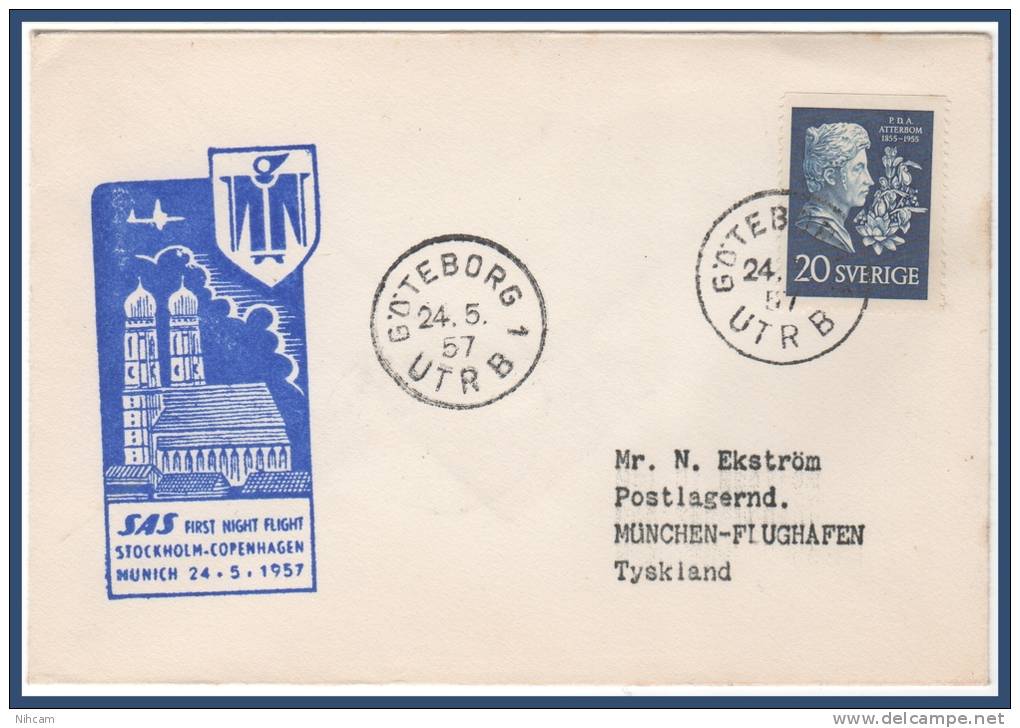 STOCKHOLM > MUNICH 24/5/1957 - Lettres & Documents