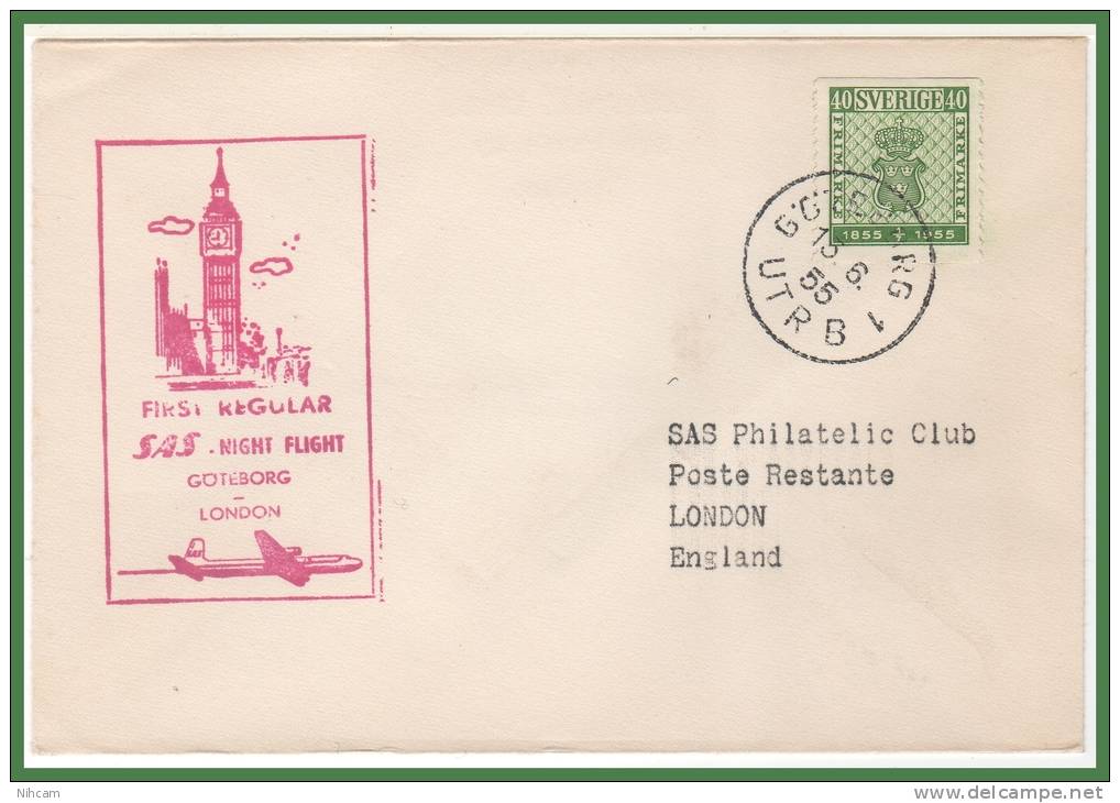 GOTEBORG > LONDON 15/6/1955 - Lettres & Documents