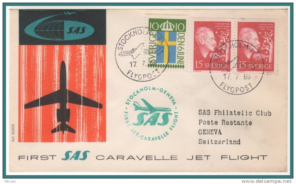 STOCKHOLM > GENEVE 17/7/1959 - Storia Postale