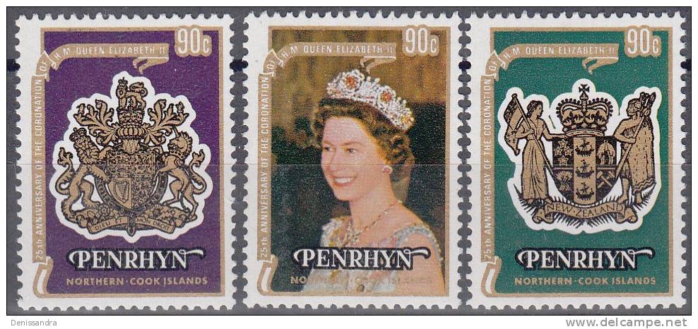 Penrhyn 1974 Michel 115 - 117 Neuf ** Cote (2005) 2.70 Euro 25 Ans De Couronnement De Reine Elisabeth II - Penrhyn