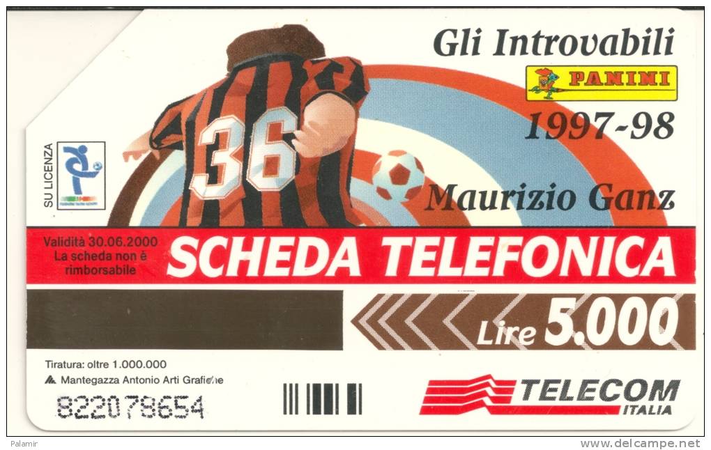 Telecom - Figurine Panini - Maurizio Ganz - 5.000 Lire - Öff. Werbe-TK