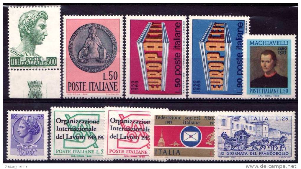 ITALIA - 1969 - Nuovo - MNH - Annata Completa - 9 Valori - Full Years