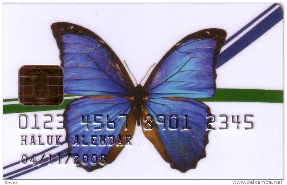 TURQUIE TURKEY CARTE A PUCE CHIP CARD HOBIM NOMINATIVE WITH NAME BUTTERFLY PAPILLON DEMO - Ausstellungskarten