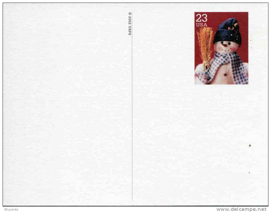 Entier Postal Sur Carte Postale Illustrée "Bonhomme De Neige" - 2001-10