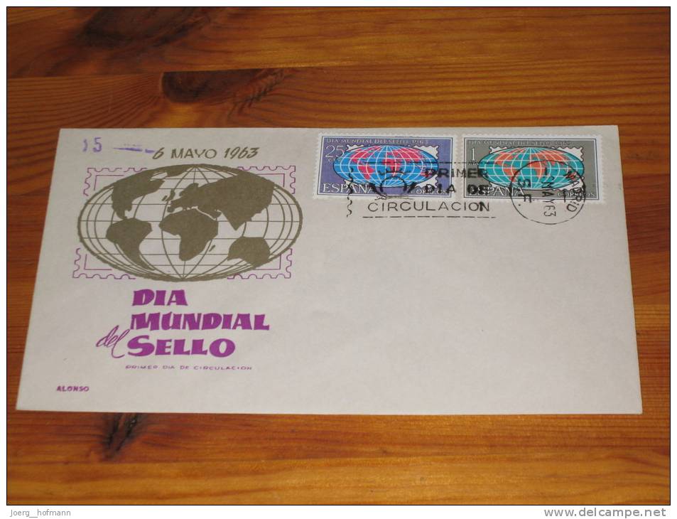 FDC Brief Cover Spanien Spain Espana Madrid 1963 6 Mayo Dia Mundial Del Sello - FDC