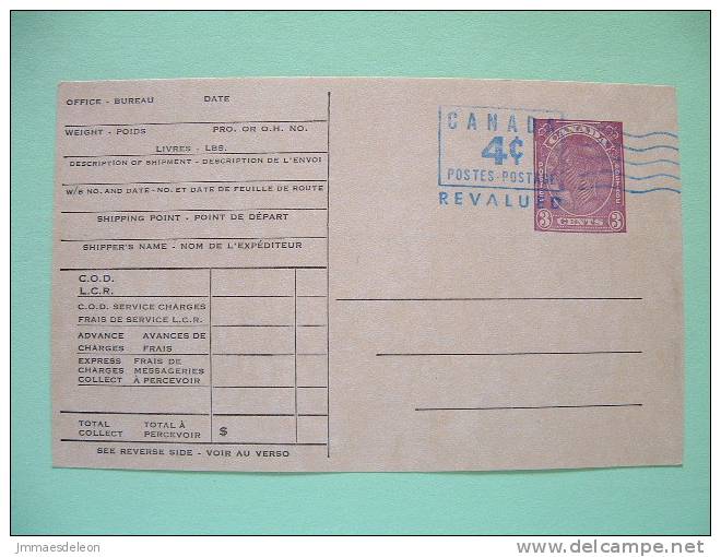 Canada 1949 (?) Prepaid Card Unsend With Revalued Cancel - 1903-1954 Könige