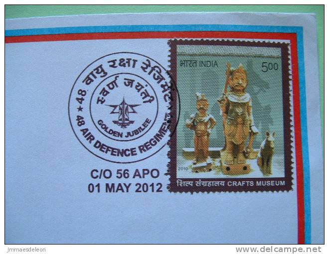 India 2012 Special Cancel Cover Air Defence Regiment Army Military - Craft Museum Stamp - Cannon - Covers & Documents