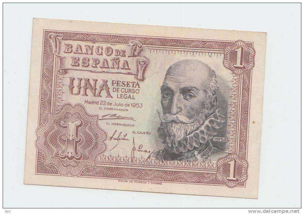 Spain 1 Peseta 1953 XF CRISP Beautiful Banknote P 144 - 1-2 Peseten