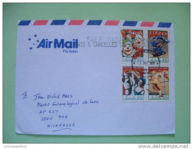 Australia 2012 Cover To Nicaragua - Circus Clowns Horse - Lettres & Documents