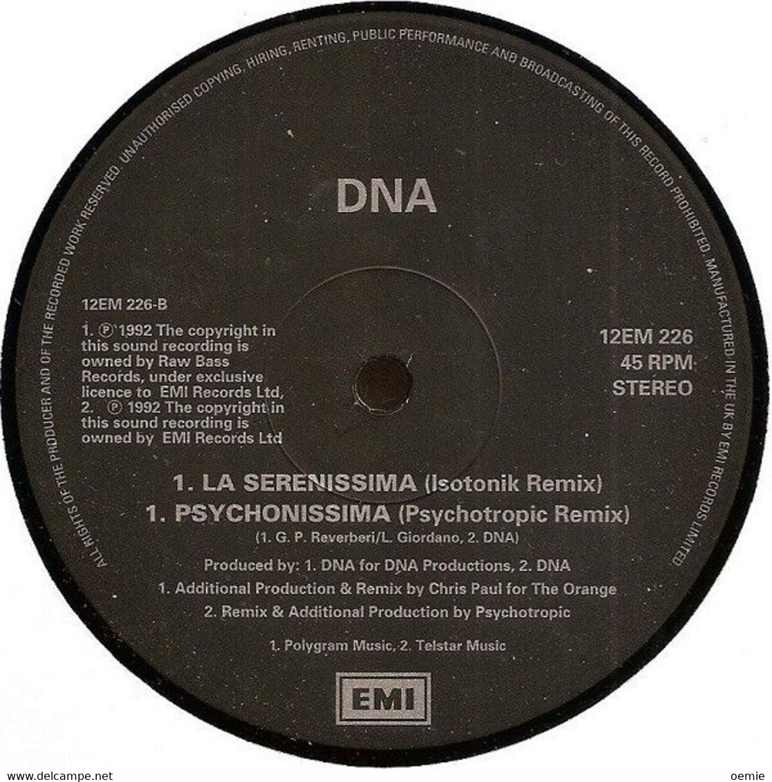 DNA  /    BLUE LOVE CALL MY NATNE REMIXES - 45 T - Maxi-Single