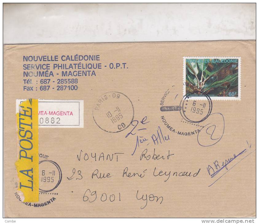 MARCOPHILIE, NOUVELLE CALEDONIE, RECOMMANDÉ 1995, 705 Seul Sur Lettre, SEBERTIA /2510. - Lettres & Documents