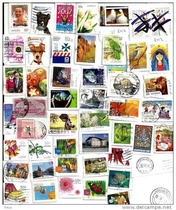 AUSTRALIA LOT20 MIXTURE OF50+ USED STAMPS SOME 2010/12 INC.$1 "SHELL L" COCOS ISLANDS ETC.READ DESCRIPTION!! - Vrac (max 999 Timbres)