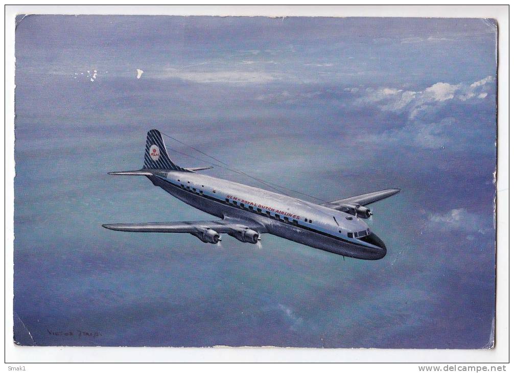 TRANSPORT AIRPLANES KLM'S DOUGLAS DC-6 B ROYAL DUTCH AIRLINES DENMARK BIG POSTCARD - 1946-....: Moderne