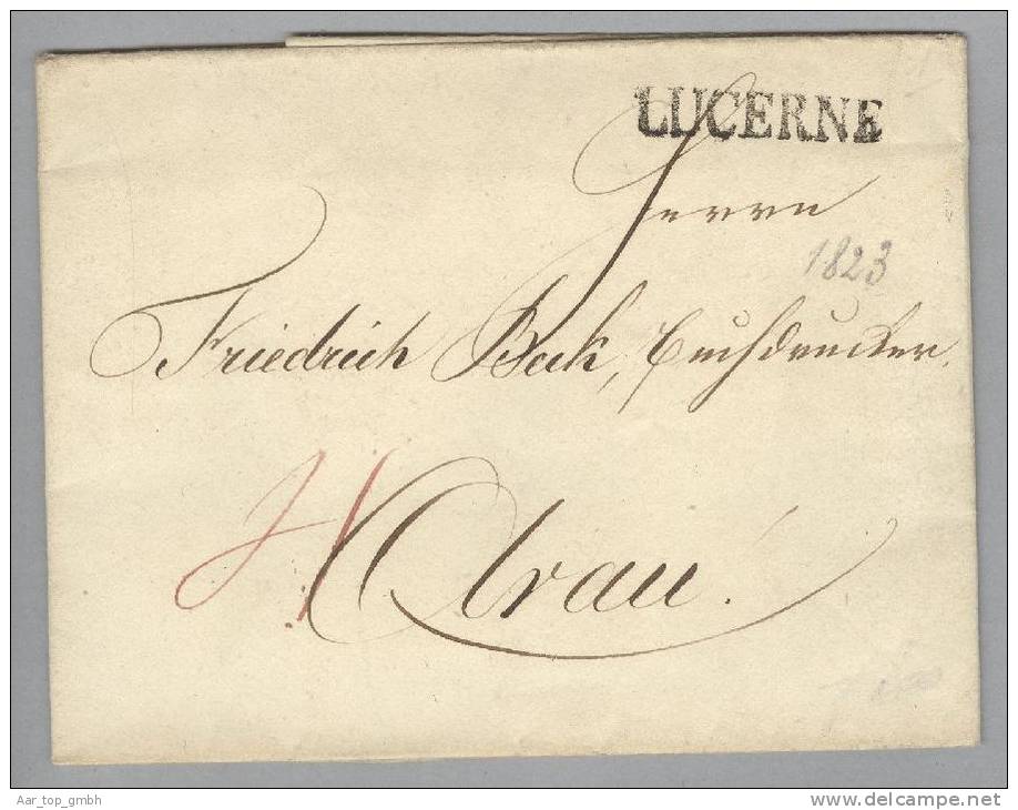 Heimat LU LUCERNE Luzern 1823-03-26 Vorphilabrief Nach Aarau - ...-1845 Vorphilatelie