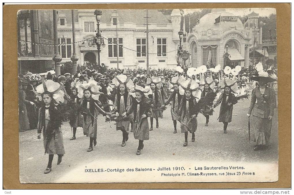 BRUXELLES      CORTEGE  DES  SAISONS   JUILLET  1910    LES  SAUTERELLES  VERTES - Fiestas, Celebraciones