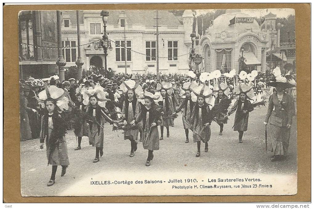 BRUXELLES      CORTEGE  DES  SAISONS   JUILLET  1910    LES  SAUTERELLES  VERTES - Fêtes, événements