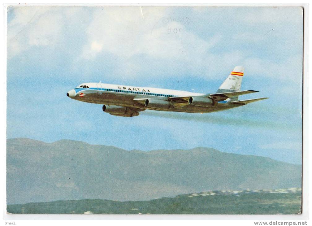 TRANSPORT AIRPLANES CONVAIR CV 990 A "CORONADO" SPANTAX SPAIN  BIG POSTCARD 1972. - 1946-....: Moderne