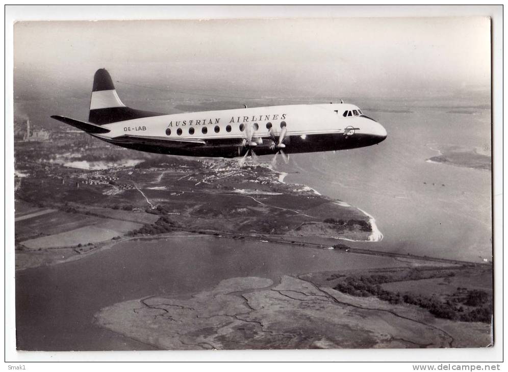 TRANSPORT AIRPLANES AUA AUSTRIAN AIRLINES AUSTRIA BIG POSTCARD 1959. - 1946-....: Modern Era