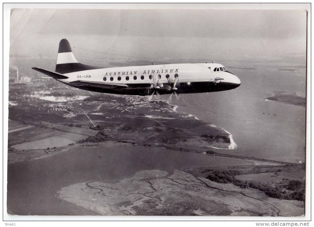 TRANSPORT AIRPLANES AUA AUSTRIAN AIRLINES AUSTRIA BIG POSTCARD 1959. - 1946-....: Modern Era