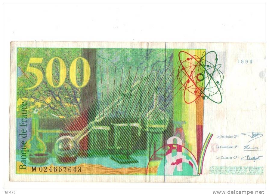 Billet De 500 Francs Pierre Et Marie Curie - 500 F 1994-2000 ''Pierre En Marie Curie''