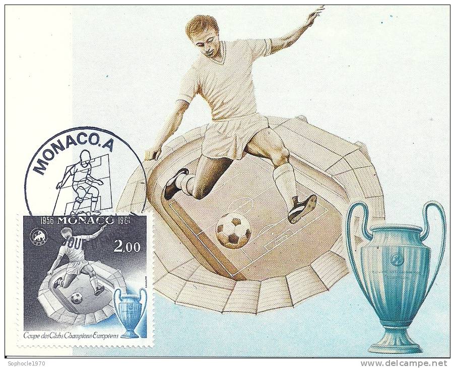 MONACO - 25 Ans Des Coupes Des Clubs Champions Football Européens - 1956-1981 - Timbre 2 € - Maximum Cards