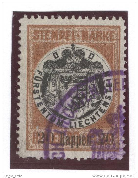 Liechtenstein Stempelmarken 20 Rp. Überdruck Auf Hellermarke - Steuermarken