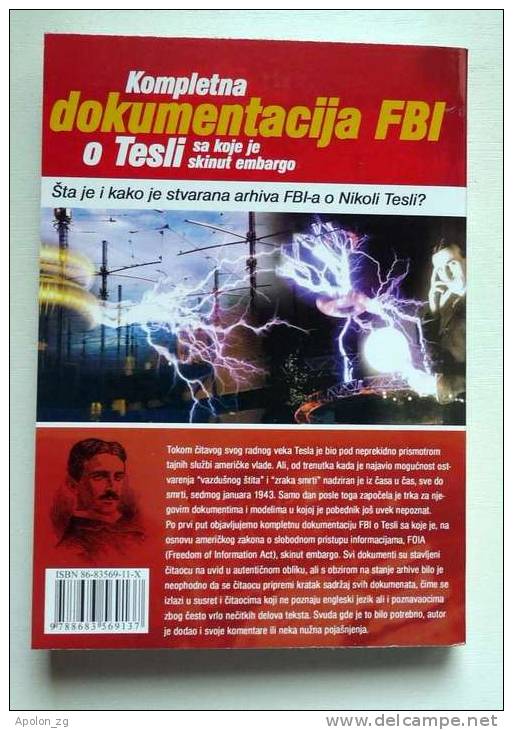 NIKOLA TESLA *  TESLA - DOSIJE FBI By Aleksandar Milinkovic  ,SERBO-CROATIAN Language - Langues Slaves