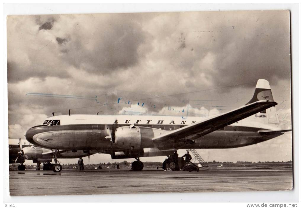 TRANSPORT AIRPLANE LUFTHANSA METROPOLITAN GERMANY OLD POSTCARD 1960. - 1946-....: Modern Era