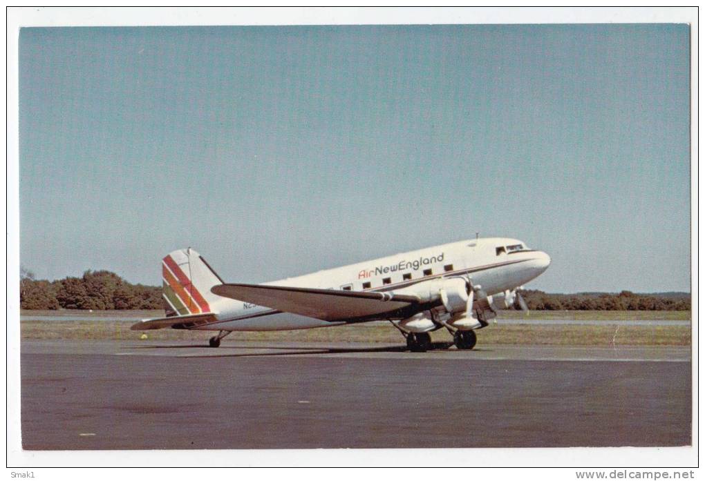 TRANSPORT AIRPLANE DOUGLAS DC-3 AIR NEW ENGLAND GREAT BRITAIN OLD POSTCARD - 1946-....: Moderne