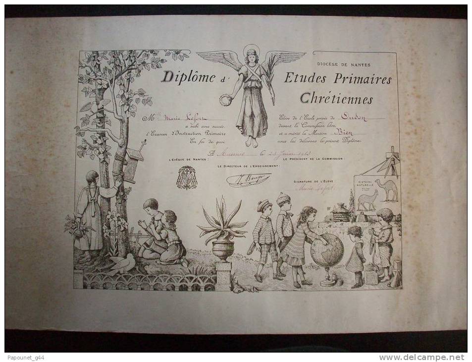 Diplôme D'Etudes Primaires Chrétiennes 1913 - Diplomas Y Calificaciones Escolares