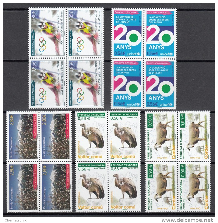 Andorra 2010 - Yvert: 687-691  (5v.) - Bloques De 4 -  ** MNH - Ongebruikt