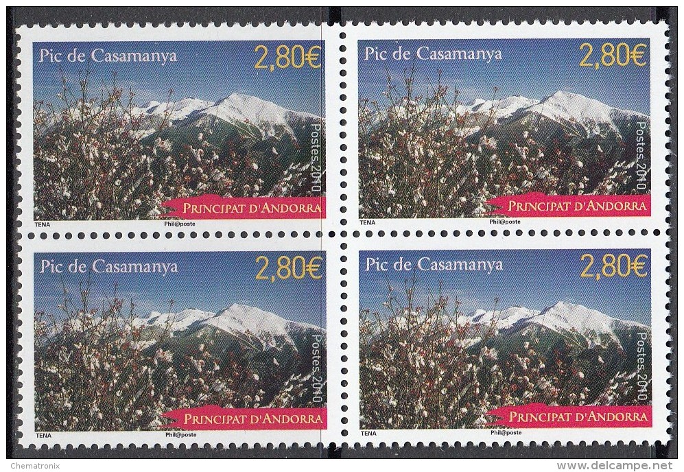 Andorra 2010 - Yvert: 687-691  (5v.) - Bloques De 4 -  ** MNH - Neufs