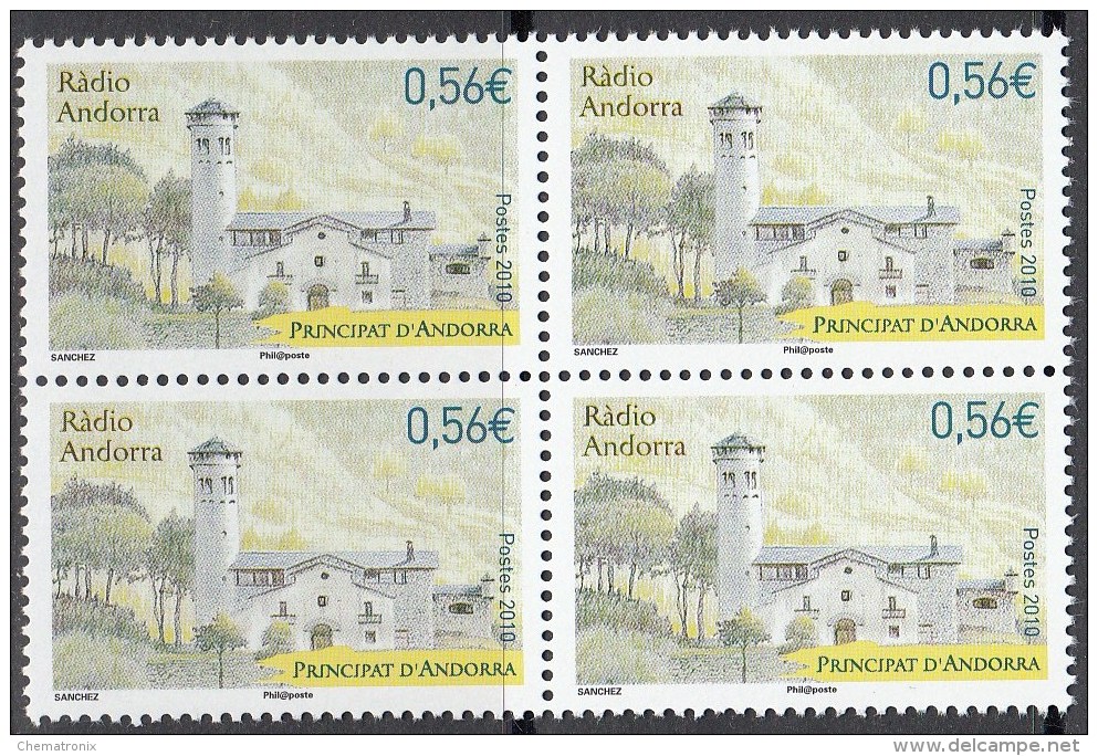 Andorra 2010 - Yvert: 695, 696, 702, 703  (4v.) - Bloques De 4 -  ** MNH - Unused Stamps