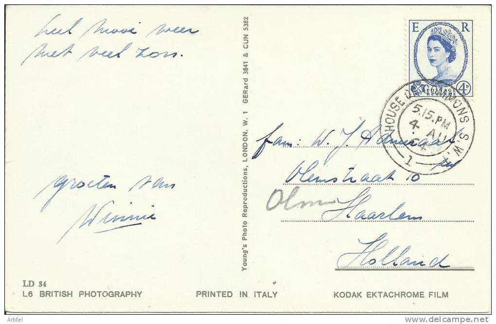 INGLATERRA TP CON MAT 1964 HOUSE OF COMMONS - Storia Postale