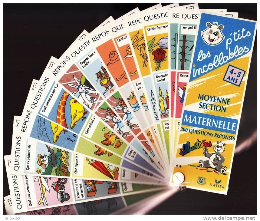 JEUX JOUETS FICHES SCOLAIRES 4-5 ANS LES P'TITS INCOLLABLES MOYENNE SECTION MATERNELLE 300 QUESTIONS REPONSES  HATIER - 0-6 Anni