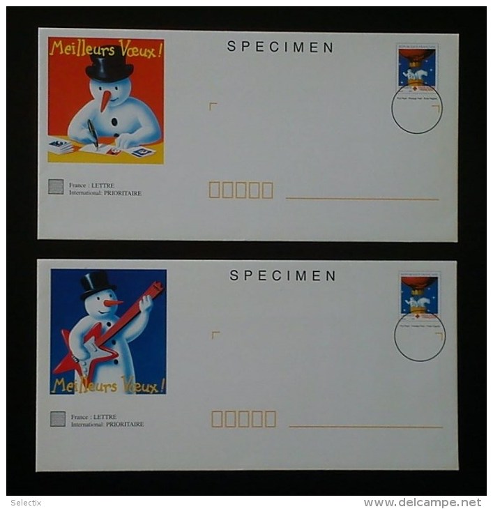 France 1996 Specimen Covers Envelopes - Christmas & Red Cross - Specimen