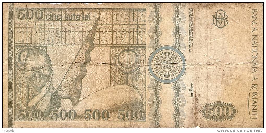 2 PIECES OF 500 LEI 1992 - ROUMANIA;RUMANIA; ROMANIA -BANKNOTE;BILL;GELD;PAPER MONEY - Roumanie