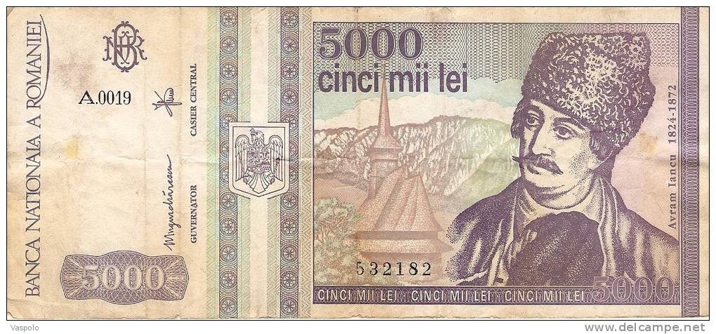 2 PIECES OF 5000 LEI 1993 - ROUMANIA;RUMANIA; ROMANIA -BANKNOTE;BILL;GELD;PAPER MONEY- 5000 LEI 1993 - Roumanie