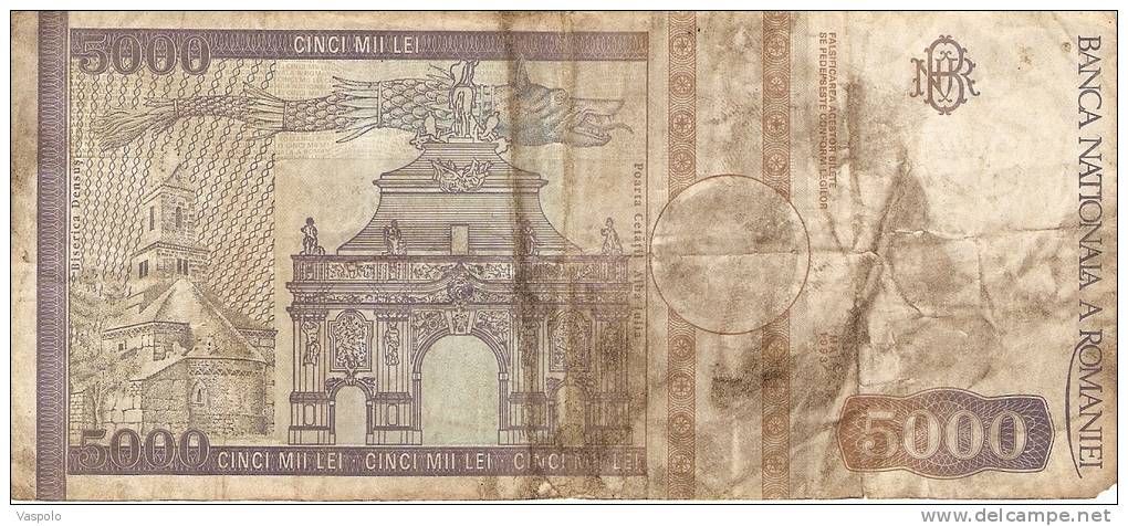 2 PIECES OF 5000 LEI 1993 - ROUMANIA;RUMANIA; ROMANIA -BANKNOTE;BILL;GELD;PAPER MONEY- 5000 LEI 1993 - Roumanie