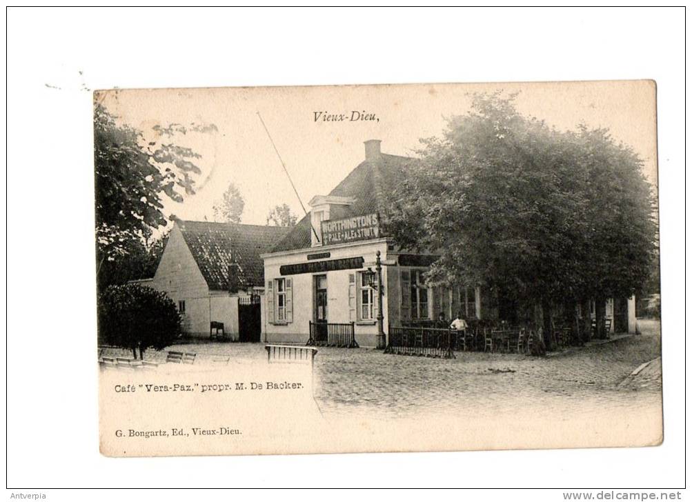 Mortsel Oude-god   Café Vera-paz Van M.de Backer Gelopen 1913 Uitg:bongartz - Mortsel