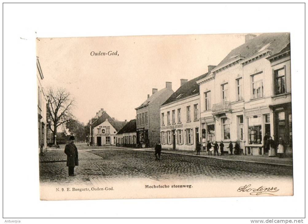 Mortsel Oude-god  Mechelsche Steenweg Met Café " In Den Kleine Spiegel"  Gelopen 1905 Uitg; Bongartz - Mortsel