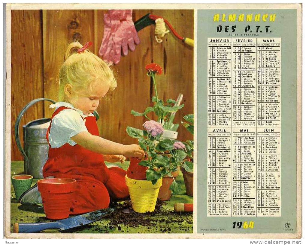 CALENDRIER ORIGINAL 1964 -    PETITE JARDINIERE & FUTUR INGENIEUR - Big : 1961-70