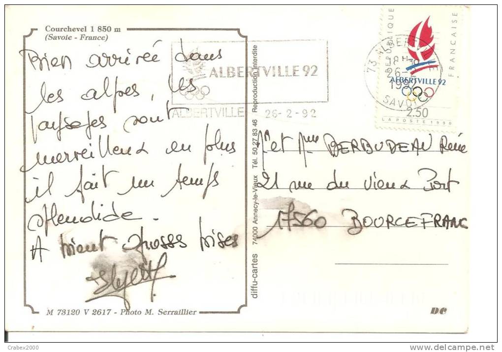 N°Y&T2632   ALBERTVILLE Vers BOURCEFRANC Le   26 FEVRIER1992 - Briefe U. Dokumente