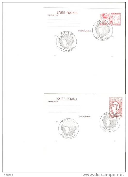 2 Tarjeta Postal  Con Cuño 1984 - Otros & Sin Clasificación