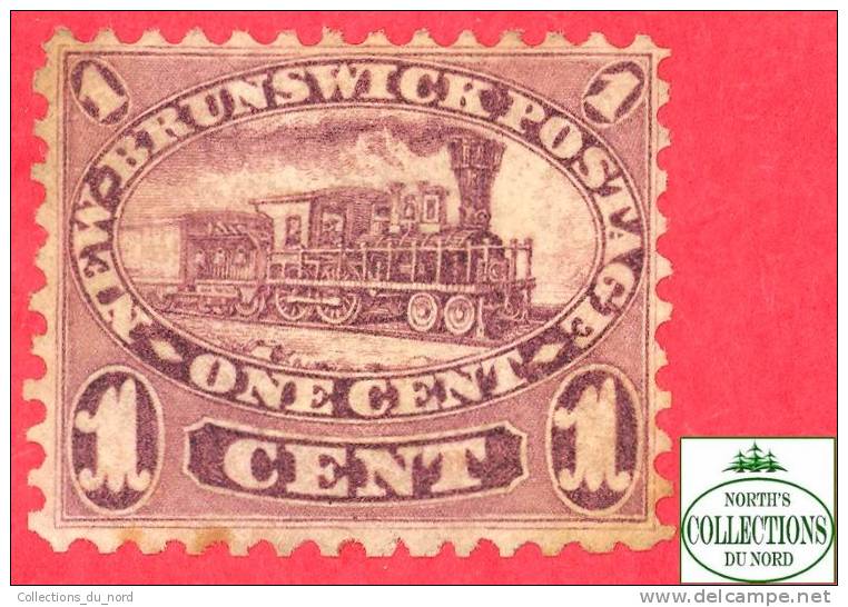 Canada  New Brunswick # 6 Scott /Unisafe - O - 1 Cent - Locomotive - Dated 1860 / Train - Used Stamps