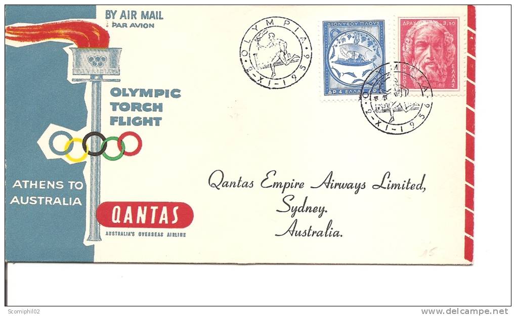 JO De Melbourne -1956 ( Lettre Par Avion De Grèce Vers L'Australie à Voir) - Ete 1956: Melbourne