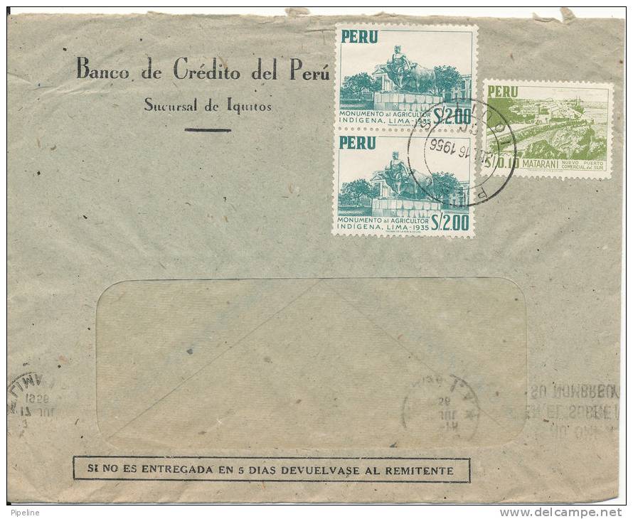 Peru Air Mail Cover Sent To Denmark 17-7-1956 - Peru