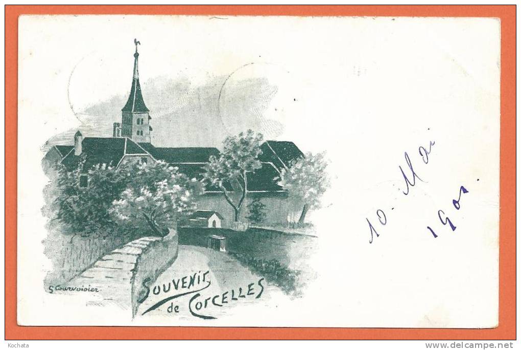 R102, Souvenir De Corcelles, Courvoisier , Précurseur, Circulée 1901 - Corcelles